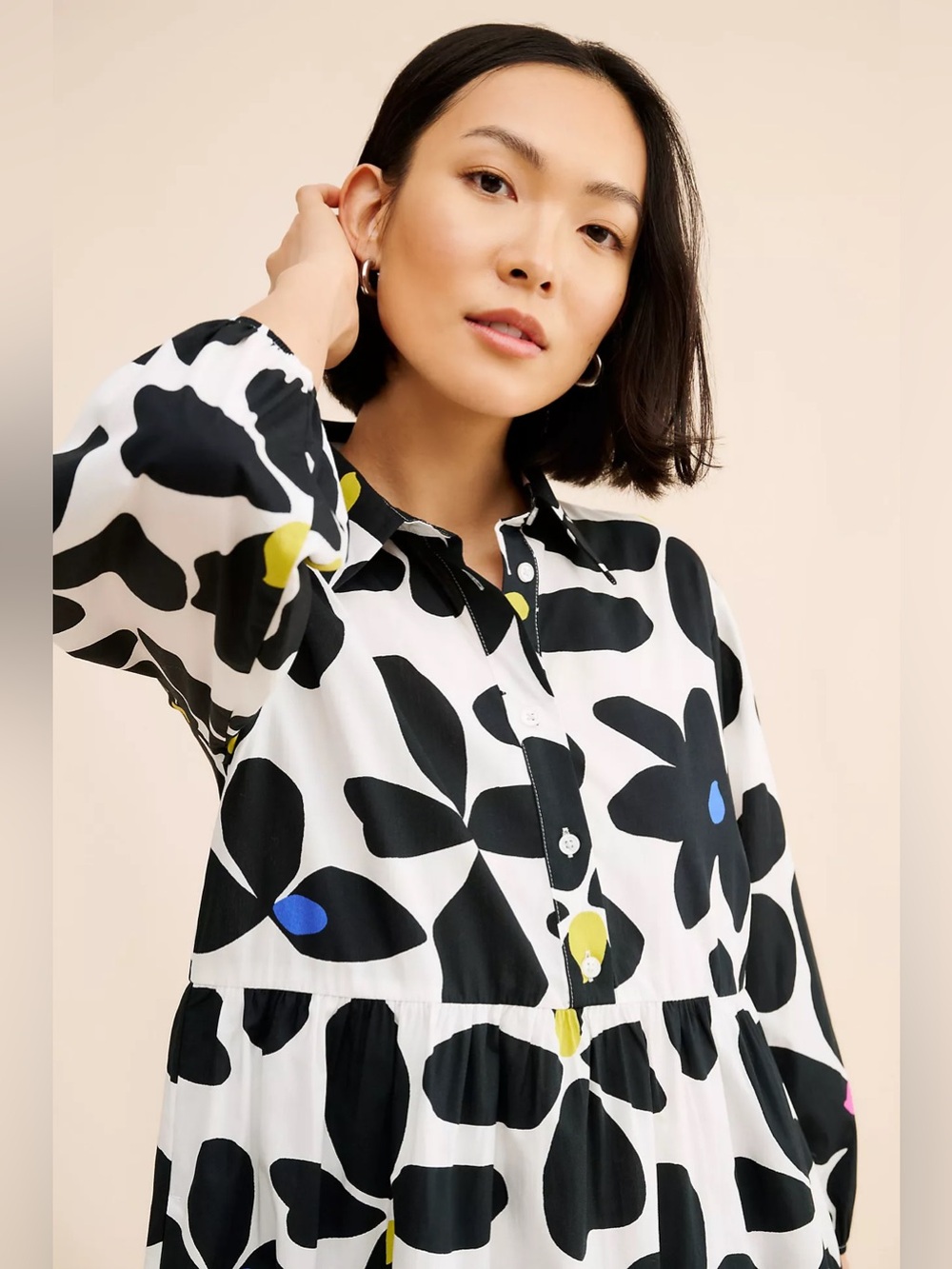 MAEVE x ANTHROPOLOGIE The Bettina Tiered Midi Shirt Dress M - Picture 7 of 12